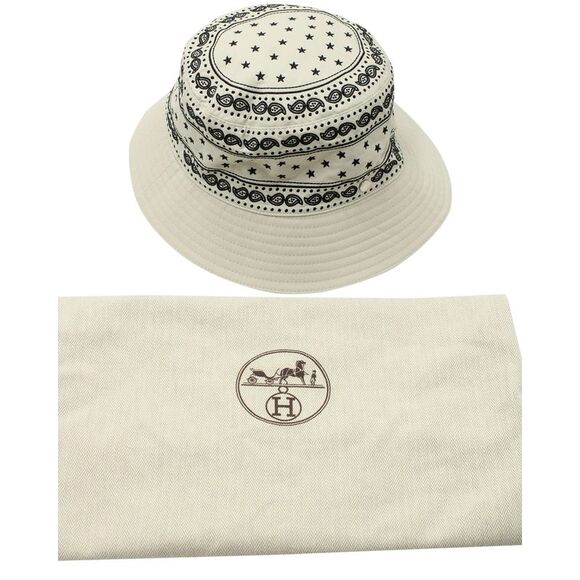 Hermes Bob RIde Bandana Bucket Hat in Cream Polyamide - Picture 6 of 7